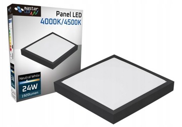 Panel LED natynkowy kwadrat 24W Proma 4000K czarny