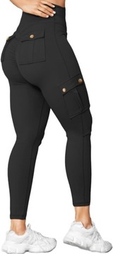 Женские леггинсы для спортзала Scrunchs Bum Cargo с карманами, зеленые, XXL