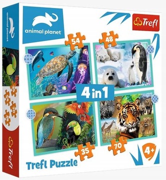 PUZZLE 4w1 TAJEMNICZY ŚWIAT ZWIERZĄT 35/54/48/70