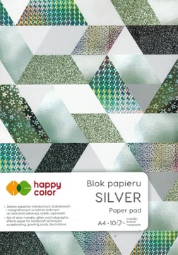Blok papierów holo brokat A4 Happy Color Silver
