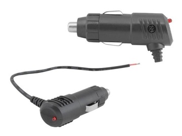 Wtyk do zapalniczki samochodowej kątowy LED z kablem 17cm