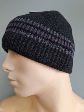 ШАПКА МУЖСКАЯ ПЛОТНАЯ ЗИМНЯЯ САБФИЛЬ НА ФЛИСЕ, ЧЕРНАЯ, ТЕПЛЫЕ ПОЛОСКИ