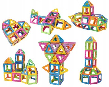 OUTLET KOLOROWE Klocki Magnetyczne KONSTRUKCYJNE 3D XXL MAGNETIC TILES 70