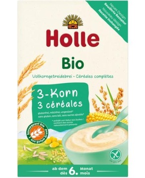 Holle Bio kaszka pełnoziarnista 3 zboża po 6m 250g
