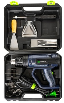 ЭЛЕКТРИЧЕСКАЯ ТЕПЛОВАЯ ПИСТОЛЕТКА, 2-СКОРОСТНАЯ, РЕГУЛИРОВКА ЖК-дисплея, МОЩНОСТЬ 2200ВТ + 5 НАСАДОК + ШПАТЕЛЯ