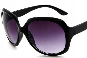 Czarne przeciwsłoneczne duże okulary damskie muchy eleganckie modne
