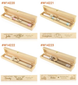 Świeca do chrztu w PUDEŁKU + GRAWER IMIĘ chrzest