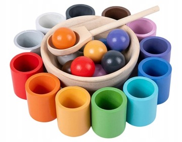 Piłki w kubkach Montessori Sortowanie i liczenie