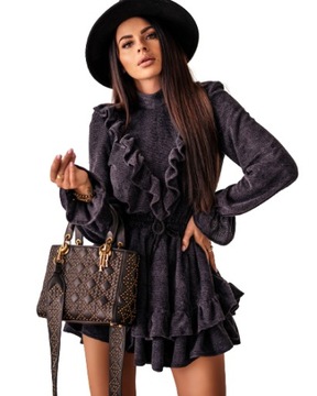 O LA VOGA SUKIENKA FRILLS DRESS CIEMNY GRANAT UNI