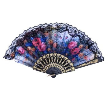 Складной веер из черного золота с цветами, микс узоров
