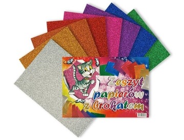 PAPIERY BROKATOWE 25x17,5 cm 8ark papier brokatowy