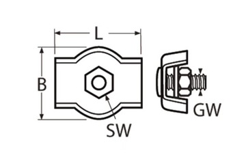 Одинарный седельный зажим из нержавеющей стали, 4 мм.