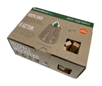 WOODSON EKO-OGNISKO EKOLOGICZNA PODPAŁKA ROZPAŁKA GRILL OGNISKO 6-pak