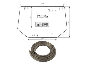 SZYBA TYLNA ZETOR NR 595 Z USZCZELKĄ 000284