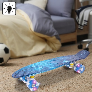 СКЕЙТБОРД FISZKA ДЛЯ ДЕТЕЙ С ПОДСВЕТКОЙ КОЛЕСА LED DRIFT ДЛИНОЙ 56 СМ GALAXY COSMOS