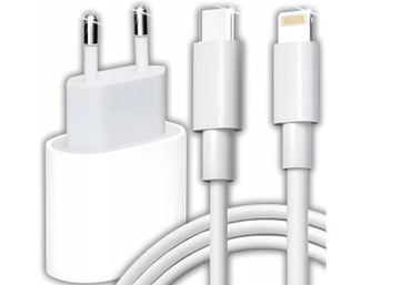 Ładowarka sieciowa USB typ C do Apple 20W USB-C biała + kabel 1m