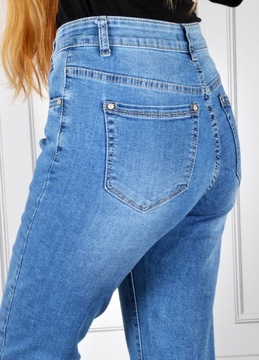 Damskie Spodnie Jeansy Jeansowe Modelujące PEREŁKI