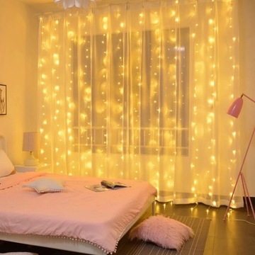 Kurtyna Świetlna 3mx3m LED Biała Ciepła LAMPKI LED