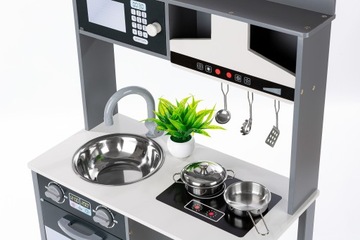 ДЕРЕВЯННАЯ КУХНЯ ДЛЯ ДЕТЕЙ KINDERPLAY ИНТЕРАКТИВНАЯ ВЫТЯЖКА АКСЕССУАРЫ