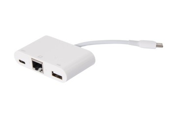 Kabel adapter hub USB-C - RJ-45 LAN USB USB-C do smartfona laptopa