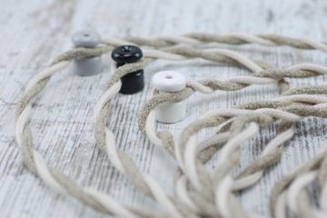 kabel len bawełna skręcany przewód w oplocie naturalnym lampa pająk 2x075