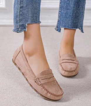 BALERINY MOKASYNY DAMSKIE ZAMSZOWE BEŻOWE 39