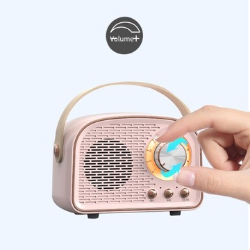 BEZPRZEWODOWY GŁOŚNIK BLUETOOTH PRZENOŚNY RADIO FM USB MP3 RÓŻOWY RETRO