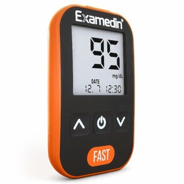 GLUKOMETR EXAMEDIN FAST KOMPLETNY ZESTAW PASKI NAKŁUWACZ LANCETY PŁYN
