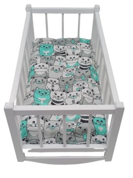 KOŁYSKA DLA LALEK BIAŁA DREWNIANA + POŚCIEL 3el