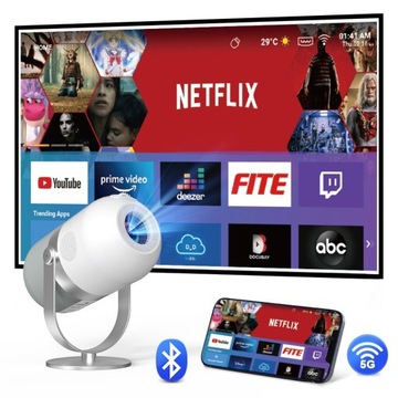 Projektor LED Zenwire Mini Projektor LED 360 Rzutnik Android 9 WiFi H6