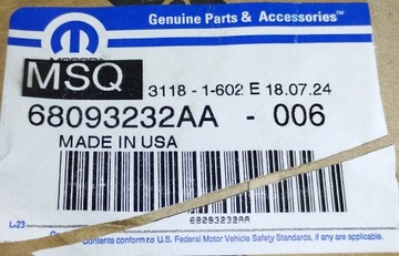TĚSNĚNÍ KOL VÝFUK JEEP CHEROKEE KL WRANGLER JK CHRYSLER 200 68093232AA