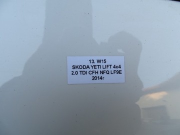 DVEŘE LEVÝ ZADNÍ LEVÉ LF9E SKODA YETI I FACELIFT 09-17R
