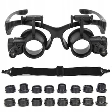 LUPA NAGŁOWNA, OKULARY ZEGARMISTRZOWSKIE, POWIĘKSZENIE 2,5X - 25X