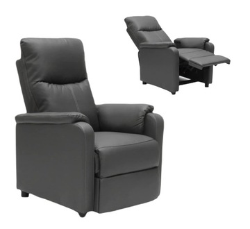 FOTEL Rozkładany RELAX do Salonu Eko Skóra Szary