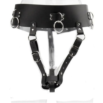 PU Leather Restraints Chastity Panties Belt Cage Dildo Plug Forced Orgasm U