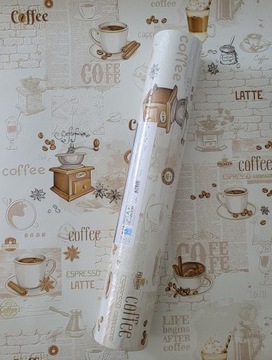 Tapeta do kuchni beżowa cappuccino napisy 5754-01