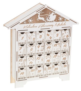 АДВЕНТ-КАЛЕНДАРЬ для детей РОЖДЕСТВЕНСКИЙ ДОМИК ДЕРЕВЯННЫЙ ОРНАМЕНТ ГРАВИРОВКА НАЗВАНИЯ