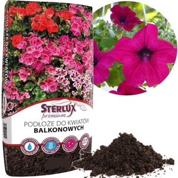PODŁOŻE DO KWIATÓW BALKONOWYCH STERLUX PREMIUM 50L ziemia kwiatowa