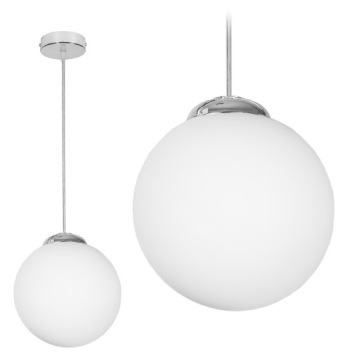 LAMPA WISZĄCA SUFITOWA PLAFON ŻYRANDOL CHROM BIAŁA KULA LED