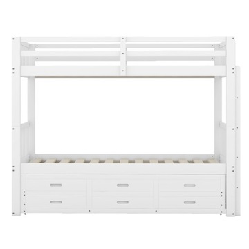 Кровать двухъярусная 90х200 см, детская кровать с лестницей, 3 ящика, белый