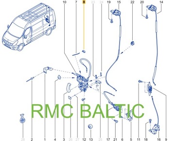Новый рычаг замка задней двери OE Renault Master III 905525180R