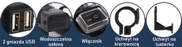 Зарядное устройство для мотоцикла, 2 разъема USB для руля