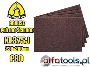 Лист абразивной ткани 230х280 KLINGSPOR KL375 P80
