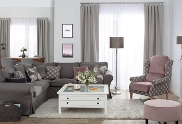 Римская штора на карнизе с цветами на сером фоне 130