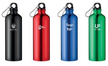 Butelka Sportowa na Wodę Bidon Aluminiowy z karabińczykiem 750ml + Grawer