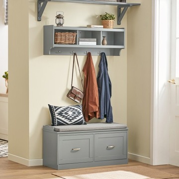 Книжный шкаф с подвесной полкой, 3 отделениями и 4 крючками, FHK28-HG