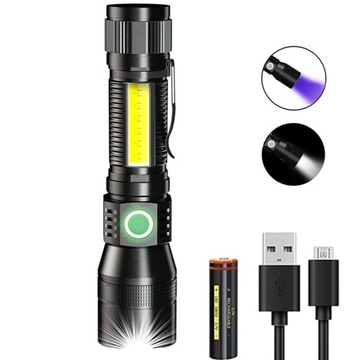 COB TAKTYCZNEJ WIELOFUNKCYJNY LATARKA UV DETEKTOR LED DIODA BURSZTYN MOCZ