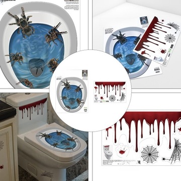 1 КОМПЛЕКТ НАКЛЕЙКИ НА УНИТАЗ С УЗОРОМ ПАУКА УЖАСЫ НАКЛЕЙКИ НА СИДЕНЬЕ ДЛЯ УНИТАЗА С ПЯТНАМИ КРОВИ