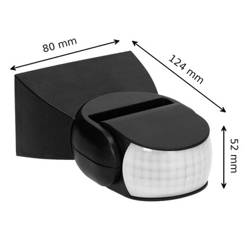 ДАТЧИК ДВИЖЕНИЯ В СУМЕРКАХ НАРУЖНЫЙ НАСТЕННЫЙ СВЕТОДИОДНЫЙ ДЕТЕКТОР РЕГУЛИРУЕМЫЙ ЧЕРНЫЙ IP65