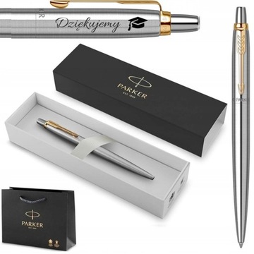 Ручка Parker Jotter Steel, золото 23 карата, гравировка, подарок учителю